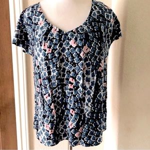 Boden Floral Top Comfort Silk Viscose Blues Size 8